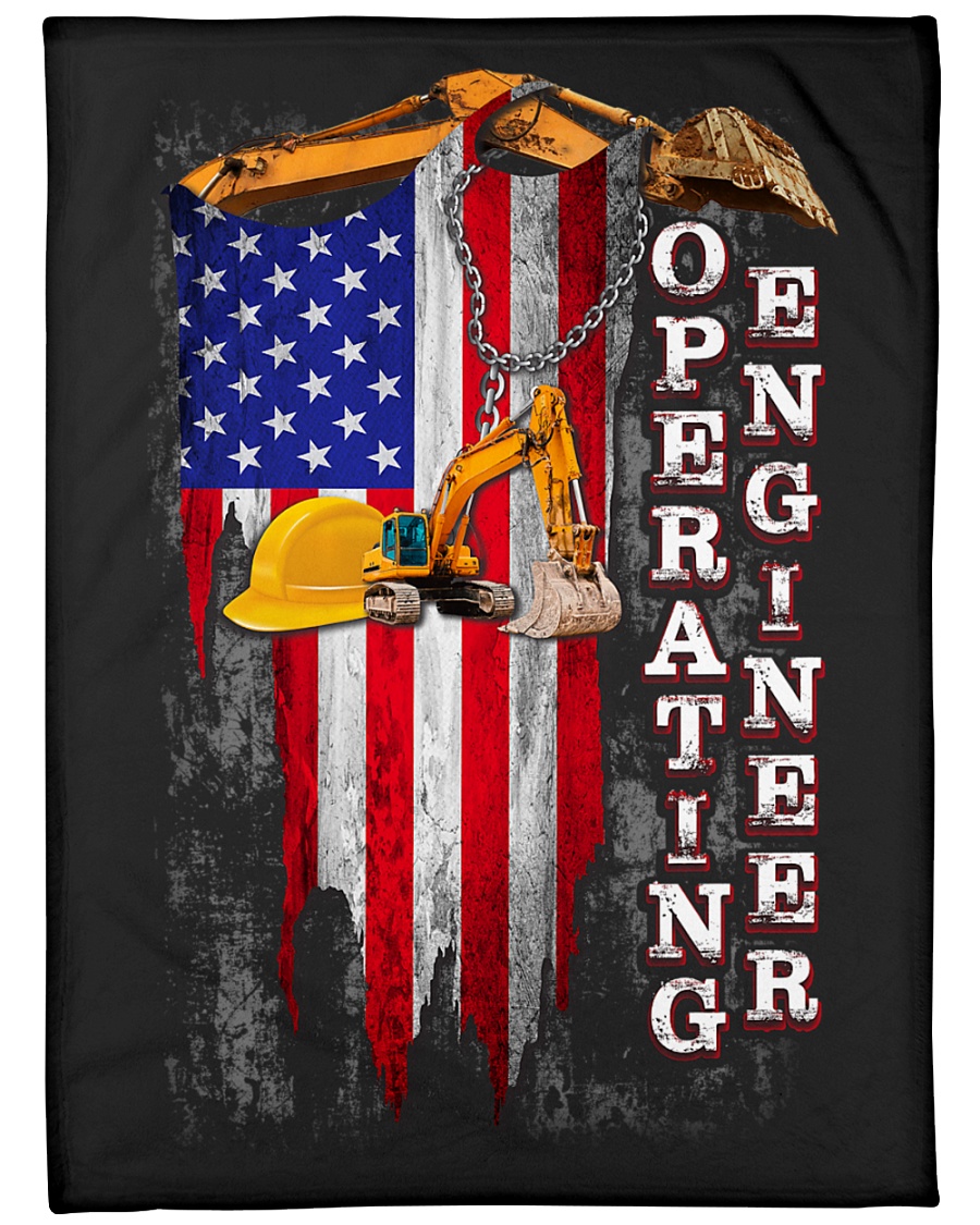 Operating Engineer USA Flag Large Fleece Blanket - 60" x 80"
