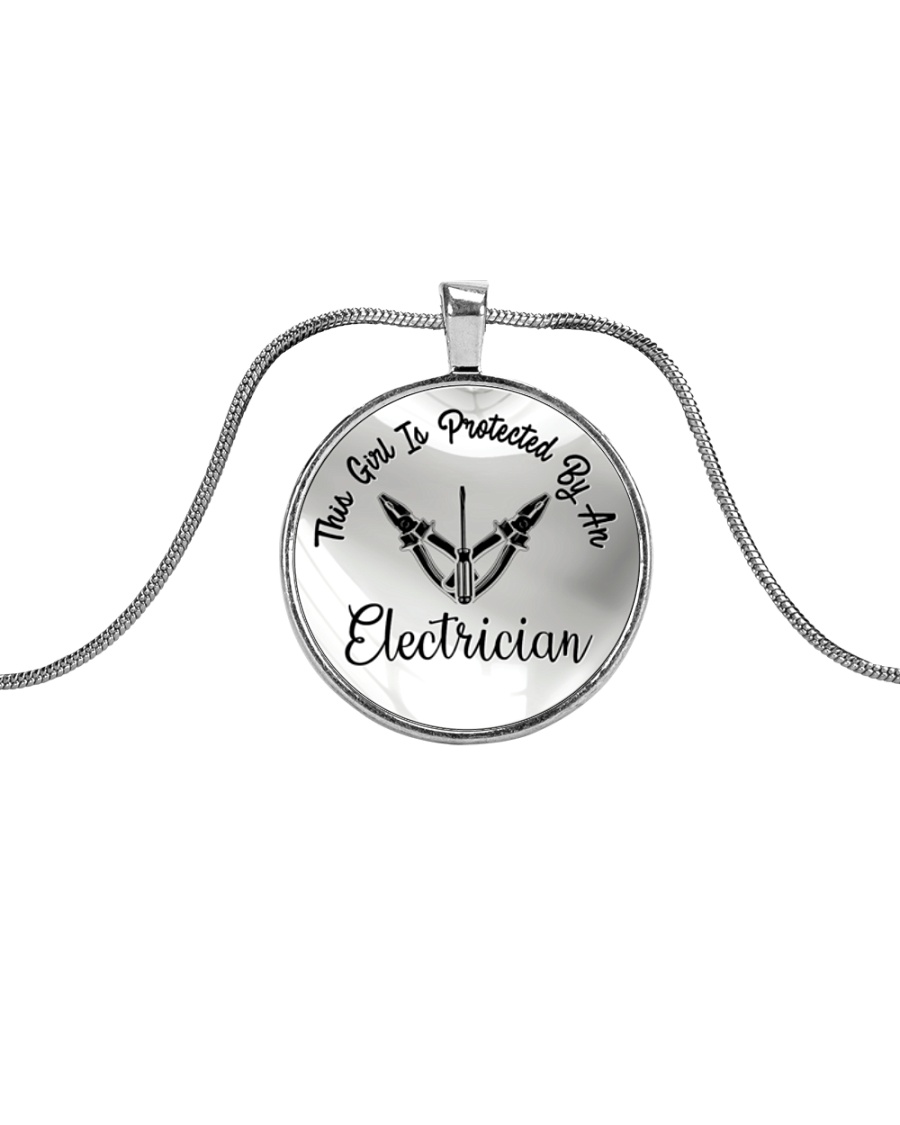 Cute Electrician's Lady Metallic Circle Necklace