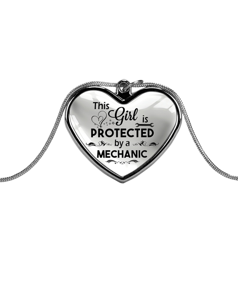 Cute Mechanic's Lady Metallic Heart Necklace