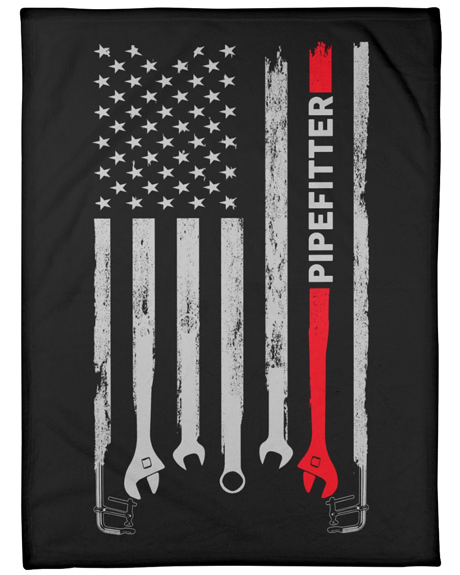 Pipefitter USA Flag Large Fleece Blanket - 60" x 80"