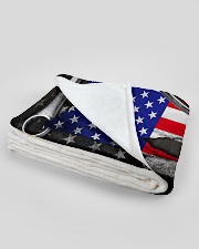 Proud Mechanic Large Fleece Blanket - 60" x 80" aos-coral-fleece-blanket-60x80-lifestyle-front-09B