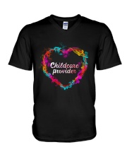Childcare Provider Color Splash Heart V-Neck T-Shirt thumbnail