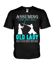 kendo old lady V-Neck T-Shirt thumbnail