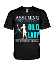 archery old lady V-Neck T-Shirt thumbnail