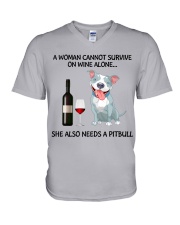 A woman can not survice alone V-Neck T-Shirt thumbnail