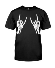 Rock n roll skeleton hand cool design for you Classic T-Shirt front
