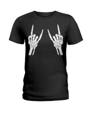 Rock n roll skeleton hand cool design for you Ladies T-Shirt thumbnail