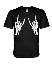 Rock n roll skeleton hand cool design for you V-Neck T-Shirt thumbnail
