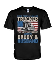 Truck Driver Gift Trucker Daddy Husband V-Neck T-Shirt thumbnail