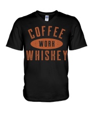 coffee work whiskey t shirt V-Neck T-Shirt thumbnail