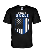 Thin Blue Line Proud Uncle Badge Shirt V-Neck T-Shirt thumbnail