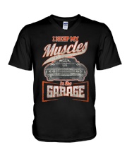 I Keep My Muscles In The Garage Mechanics V-Neck T-Shirt thumbnail