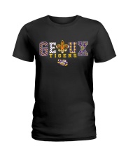 LSU Tigers Team Slogan Pattern Purple and gold Bat Ladies T-Shirt thumbnail