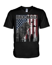 Black Labzilla Amercian Labrador Retriever T V-Neck T-Shirt thumbnail