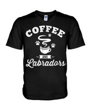 Coffee and Labradors Shirt Lab Lover Owner V-Neck T-Shirt thumbnail