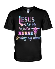Jesus Saves I'm Just A Nurse Lending My Hand V-Neck T-Shirt thumbnail