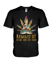 Weed Namast'ay home and get high tshirts na V-Neck T-Shirt thumbnail