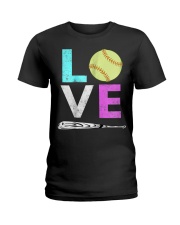 Girls Love Softball Best Fun Birthday Gift TShirt Ladies T-Shirt thumbnail