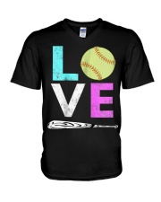 Girls Love Softball Best Fun Birthday Gift TShirt V-Neck T-Shirt thumbnail