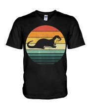 Sea Otter Shirt Sunset Retro Vintage 70s An V-Neck T-Shirt thumbnail