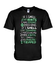 I smell like mints V-Neck T-Shirt tile
