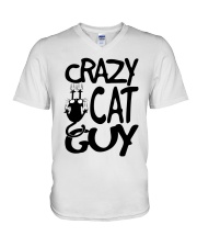 Crazy Cat Guy V-Neck T-Shirt tile