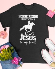 Horse riding in my veins Jesus in my heart Classic T-Shirt apparel-classic-tshirt-lifestyle-front-185