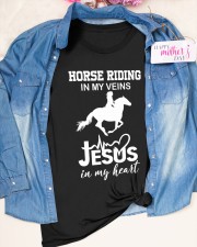 Horse riding in my veins Jesus in my heart Classic T-Shirt apparel-classic-tshirt-lifestyle-front-186