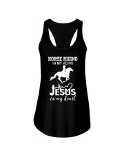 Horse riding in my veins Jesus in my heart Ladies Flowy Tank tile