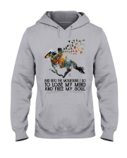 horse girl into the mountains art Hooded Sweatshirt front