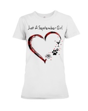 9 girl martini dog flipflop heart Premium Fit Ladies Tee tile