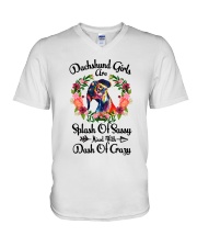 Dachshund Girls V-Neck T-Shirt tile