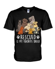 Rescued is my favorite breed V-Neck T-Shirt tile