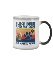 beer my dog may be 2 people Color Changing Mug tile
