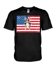chiahuahua 2 us flag fm V-Neck T-Shirt tile