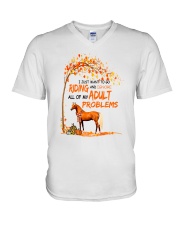 horse go riding ignore adult problems autumn tee V-Neck T-Shirt tile