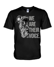 pitbull we are their voice V-Neck T-Shirt tile