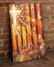 Horses in the forest American Flag Pigeons under Glowing Cross Retro vintage 16x24 Gallery Wrapped Canvas Prints aos-canvas-pgw-16x24-lifestyle-front-03
