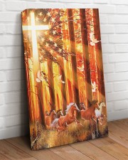 Horses in the forest American Flag Pigeons under Glowing Cross Retro vintage 16x24 Gallery Wrapped Canvas Prints aos-canvas-pgw-16x24-lifestyle-front-08