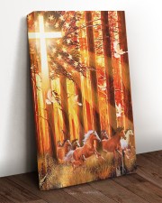 Horses in the forest American Flag Pigeons under Glowing Cross Retro vintage 16x24 Gallery Wrapped Canvas Prints aos-canvas-pgw-16x24-lifestyle-front-11