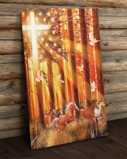 Horses in the forest American Flag Pigeons under Glowing Cross Retro vintage 16x24 Gallery Wrapped Canvas Prints aos-canvas-pgw-16x24-lifestyle-front-13
