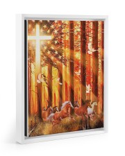 Horses in the forest American Flag Pigeons under Glowing Cross Retro vintage Floating Framed Canvas Prints White tile