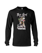 This Girl Runs On Jesus And Horses Funny Long Sleeve Tee tile