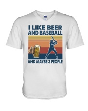 beer baseball may be 3 people V-Neck T-Shirt tile