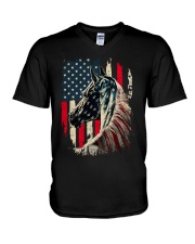 horse american flag V-Neck T-Shirt tile