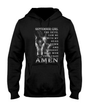 The devil saw me with my head down until I said Amen september Hooded Sweatshirt tile