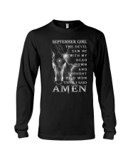The devil saw me with my head down until I said Amen september Long Sleeve Tee tile