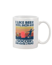 Beer dogs bacon soccer may be 3 people Mug tile