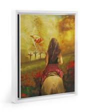 Horse riding jesus three crosses Floating Framed Canvas Prints White tile