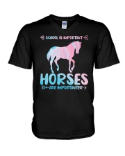 School is important Horses are importanter V-Neck T-Shirt tile